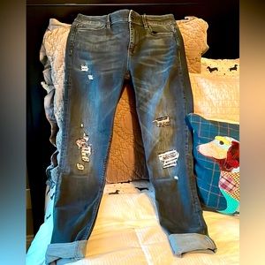 WHITE HOUSE BLACK MARKET Skinny  Jeans w Sequined Patches Sz 4